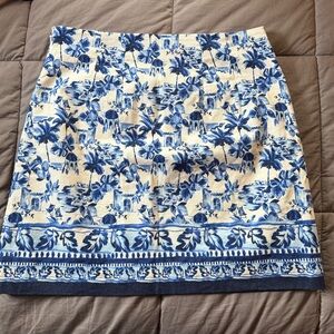 LOFT Blue and Cream Women’s Tropical Mini Skirt